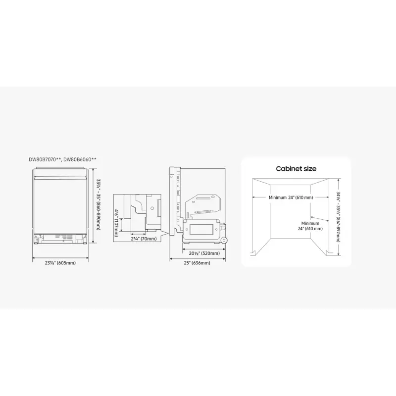 LAVAPLATOS DE 24" BESPOKE EMPOTRABLE ENERGYSTAR BLANCO DW80BB707012AA